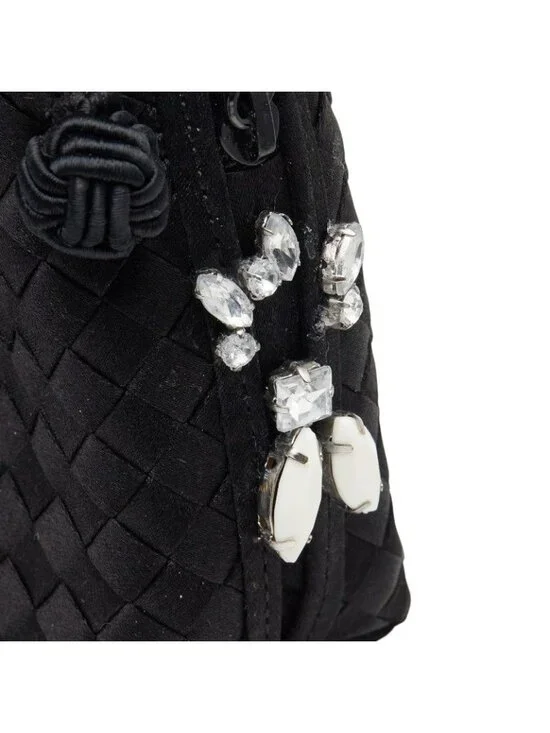 Bottega Veneta Intrecciato Crossbody Shoulder Bag Black Satin Visual - Picture 8 of 10